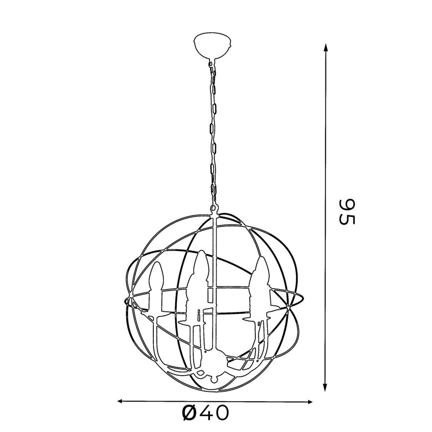 Lysekrone GLOBE 5 5xE14/60W antik sort
