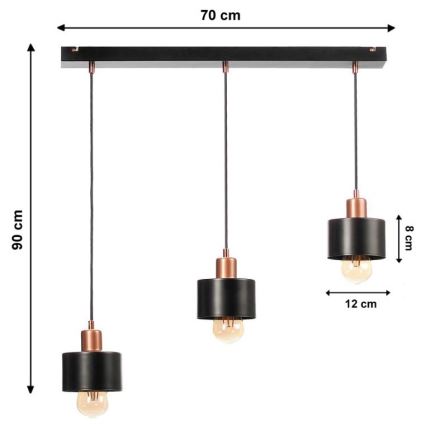 Lysekrone i en snor BODO 3xE27/60W/230V
