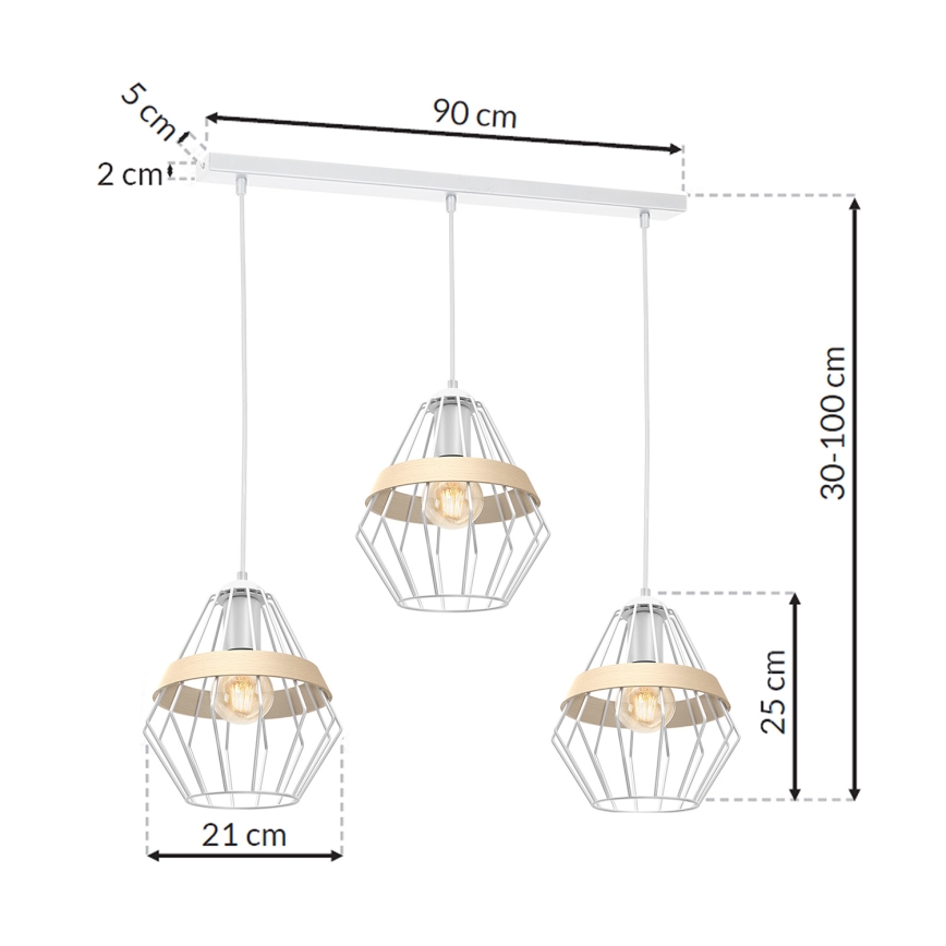 Lysekrone i en snor CLIF 3xE27/60W/230V
