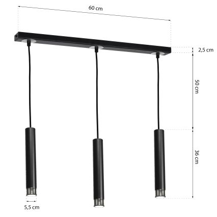 Lysekrone i en snor DANI 3xGU10/8W/230V
