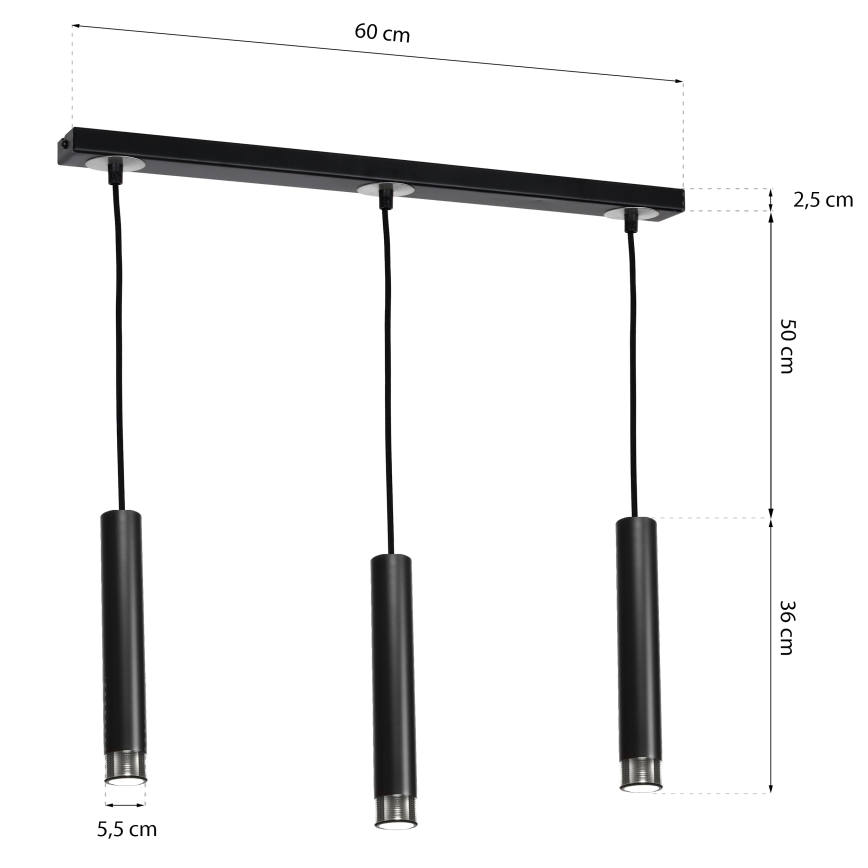 Lysekrone i en snor DANI 3xGU10/8W/230V