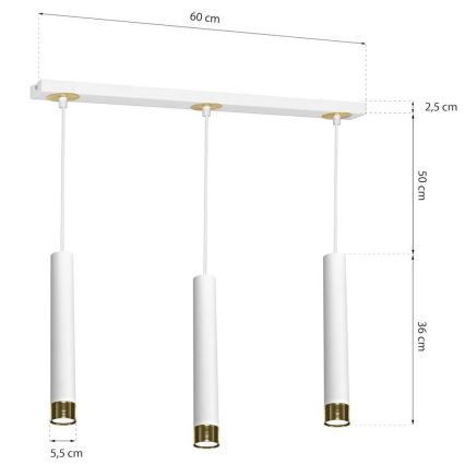 Lysekrone i en snor DANI 3xGU10/8W/230V