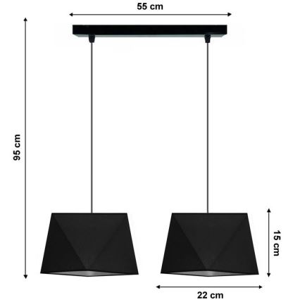 Lysekrone i en snor DIAMENT 2xE27/60W/230V antik sort