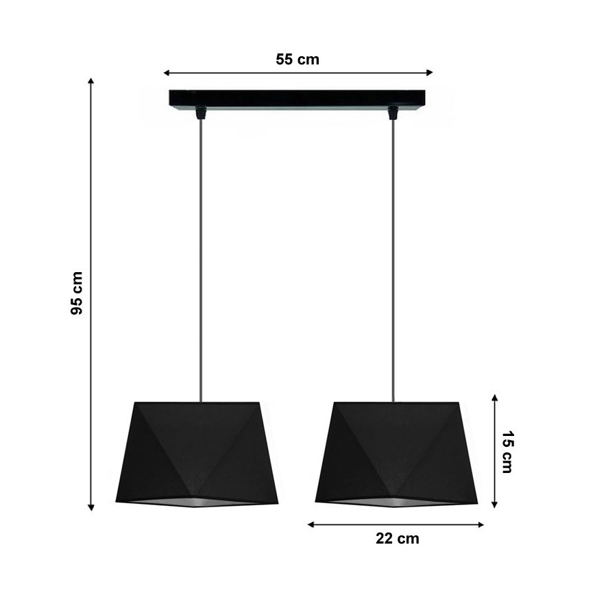 Lysekrone i en snor DIAMENT 2xE27/60W/230V antik sort
