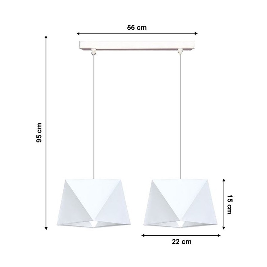 Lysekrone i en snor DIAMENT 2xE27/60W/230V hvid
