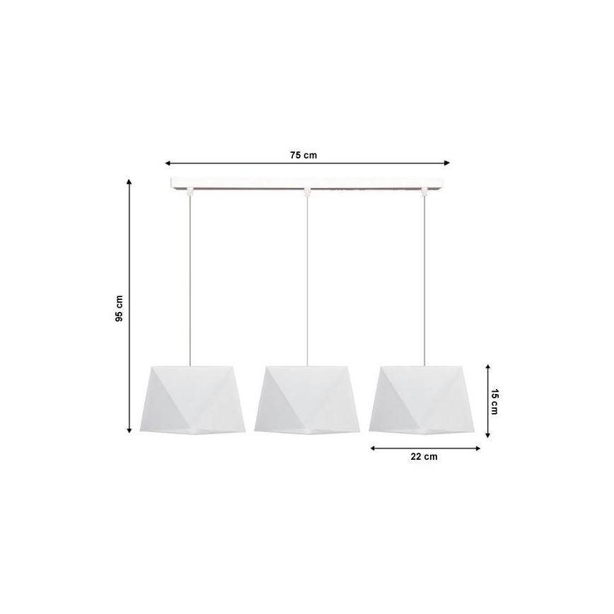Lysekrone i en snor DIAMENT 3xE27/60W/230V hvid