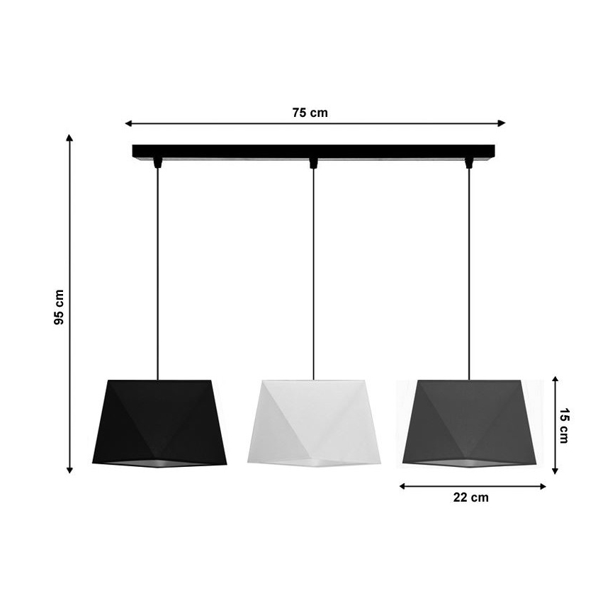 Lysekrone i en snor DIAMENT 3xE27/60W/230V