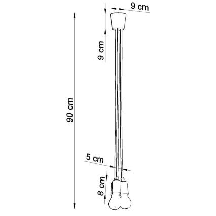 Lysekrone i en snor DIEGO 3xE27/60W/230V