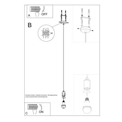 Lysekrone i en snor EDISON 1xE27/60W/230V antik sort