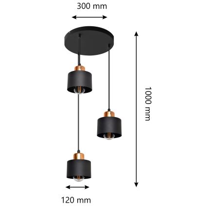 Lysekrone i en snor EDISON 3xE27/15W/230V