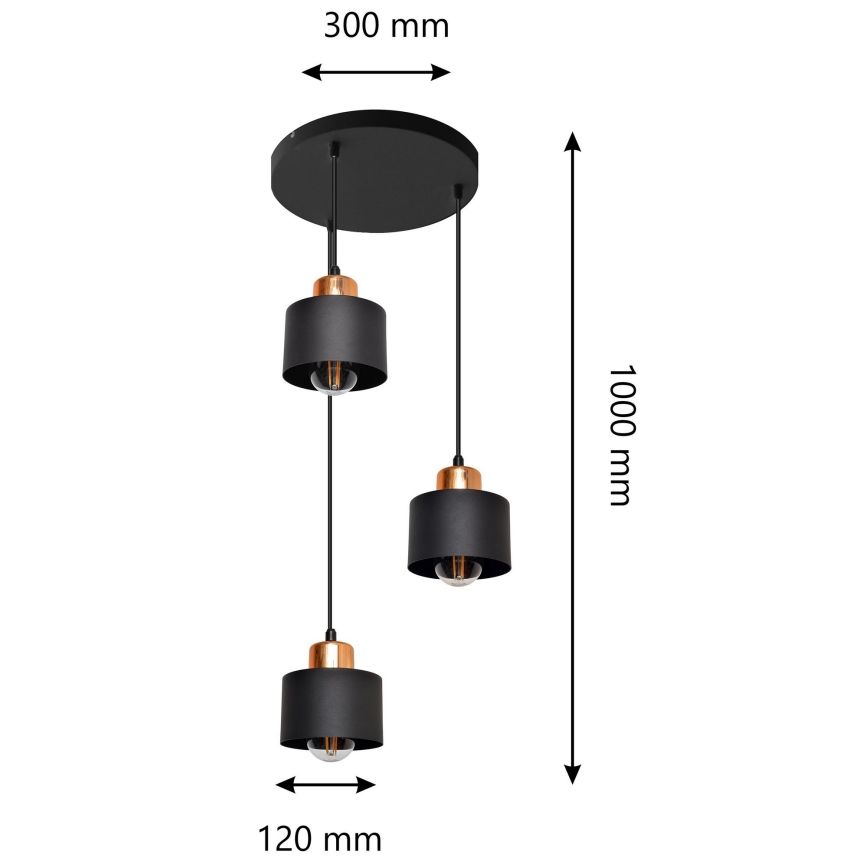 Lysekrone i en snor EDISON 3xE27/15W/230V