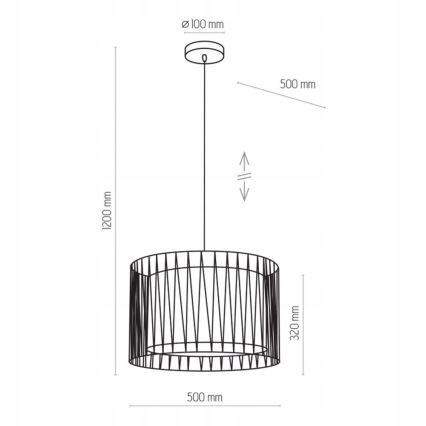 Lysekrone i en snor HARMONY BLACK 3xE27/60W/230V