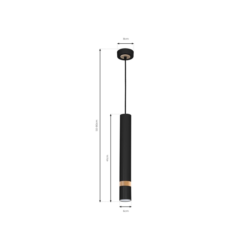 Lysekrone i en snor JOKER BLACK WOOD 1xGU10/8W/230V