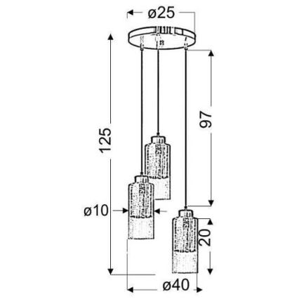 Lysekrone i en snor LIBANO 3xE27/60W/230V
