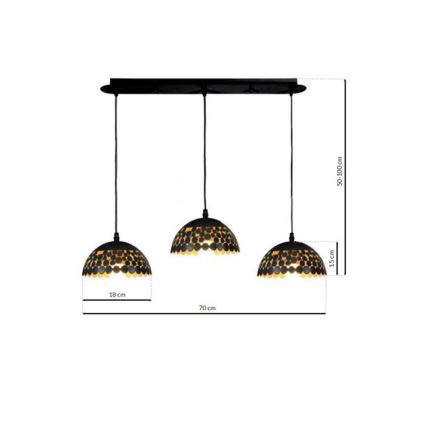 Lysekrone i en snor LISA BLACK 3xE27/60W/230V
