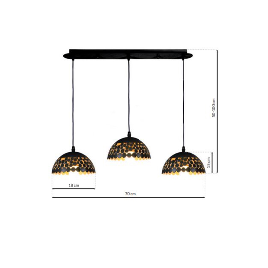 Lysekrone i en snor LISA BLACK 3xE27/60W/230V