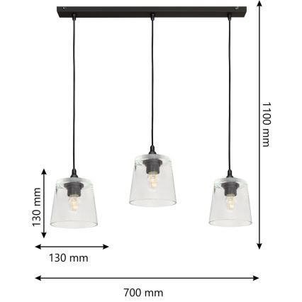 Lysekrone i en snor LUCEA 3xE27/15W/230V