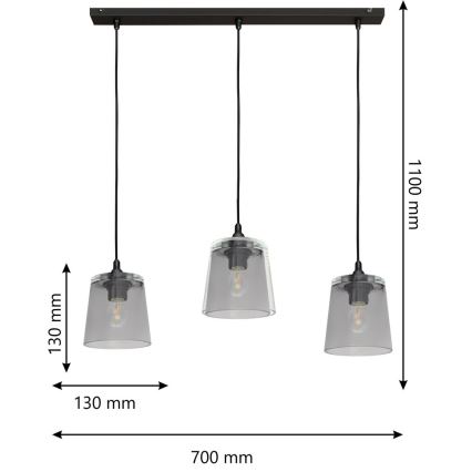 Lysekrone i en snor LUCEA 3xE27/15W/230V