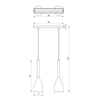 Lysekrone i en snor MUZA 2xE27/60W/230V