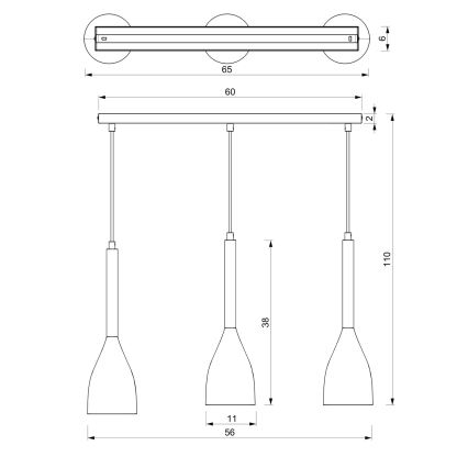 Lysekrone i en snor MUZA 3xE27/60W/230V