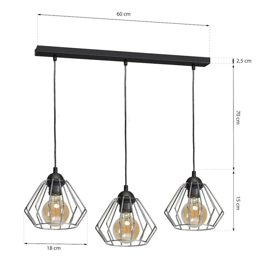 Lysekrone i en snor NORMAN 1xE27/60W/230V