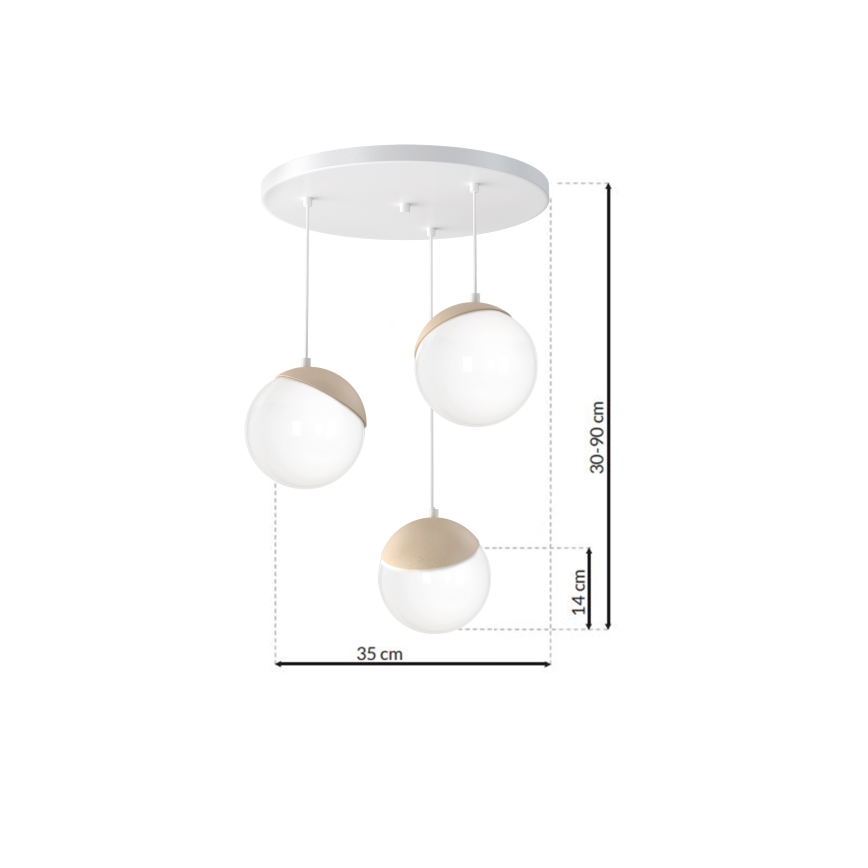 Lysekrone i en snor SFERA WOOD 3xE14/40W/230V
