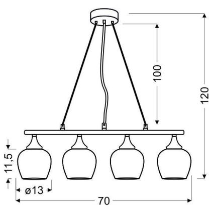 Lysekrone i en snor SIRIUS 4xE27/60W/230V