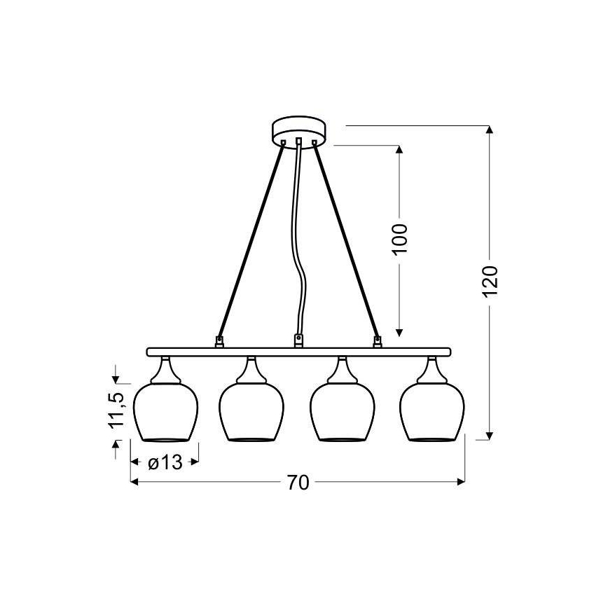 Lysekrone i en snor SIRIUS 4xE27/60W/230V