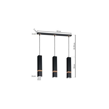 Lysekrone i en snor VIDAR 3xGU10/25W/230V