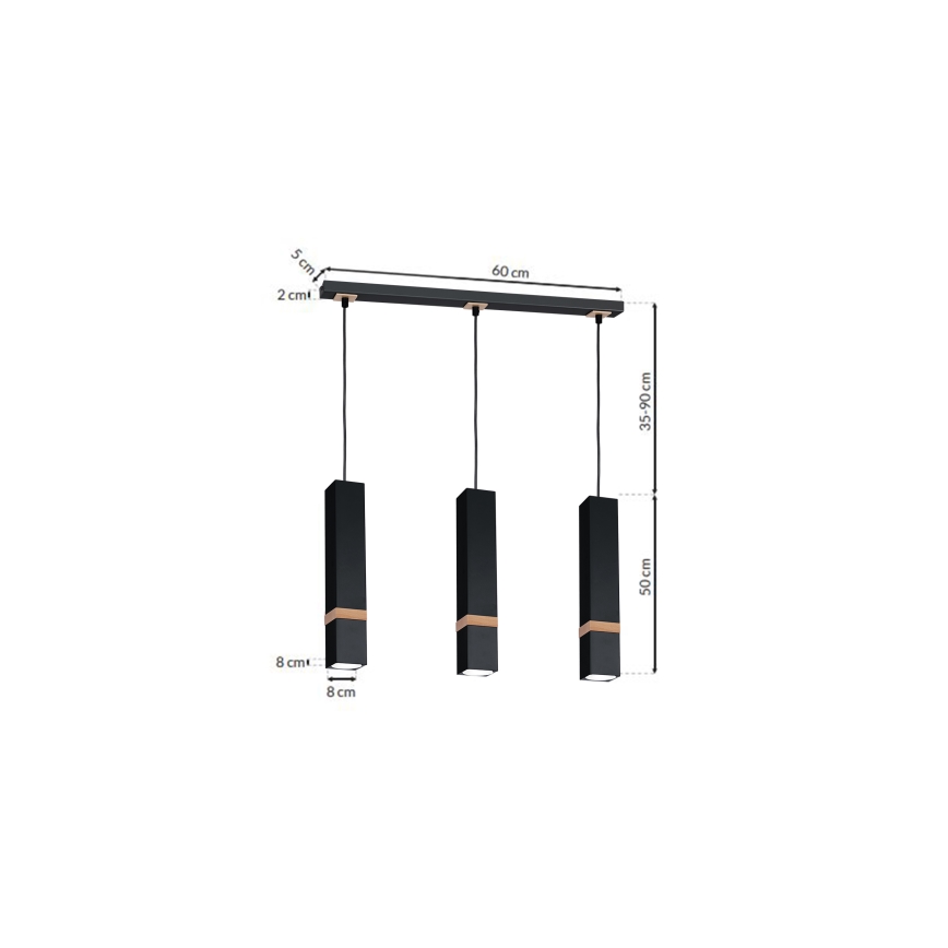 Lysekrone i en snor VIDAR 3xGU10/25W/230V