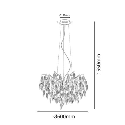 Lysekrone i krystal 10xG9/40W/230V sort