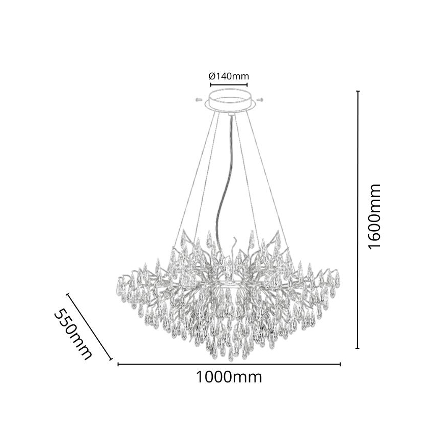 Lysekrone i krystal 11xG9/40W/230V guldfarvet