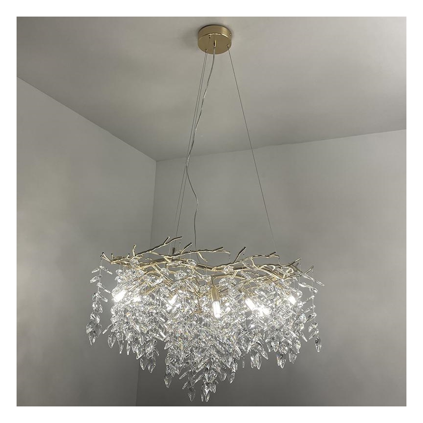 Lysekrone i krystal 12xG9/40W/230V guldfarvet