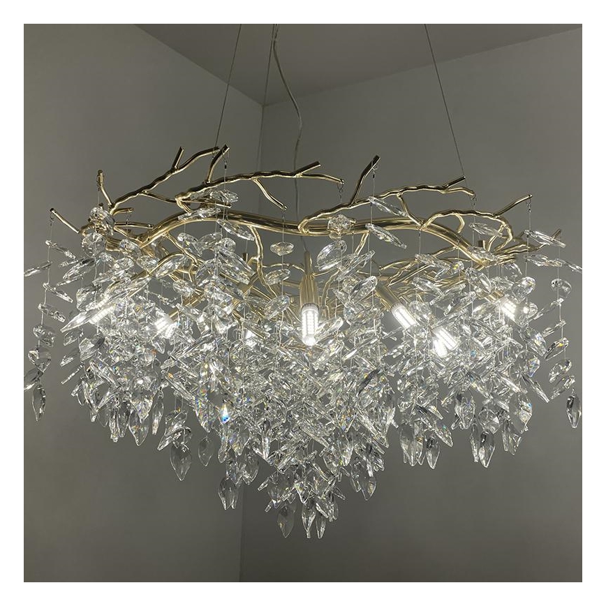 Lysekrone i krystal 12xG9/40W/230V guldfarvet