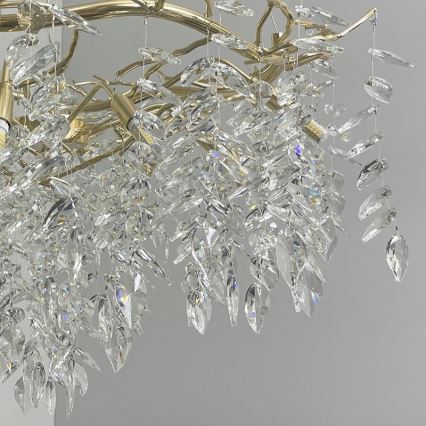 Lysekrone i krystal 12xG9/40W/230V guldfarvet