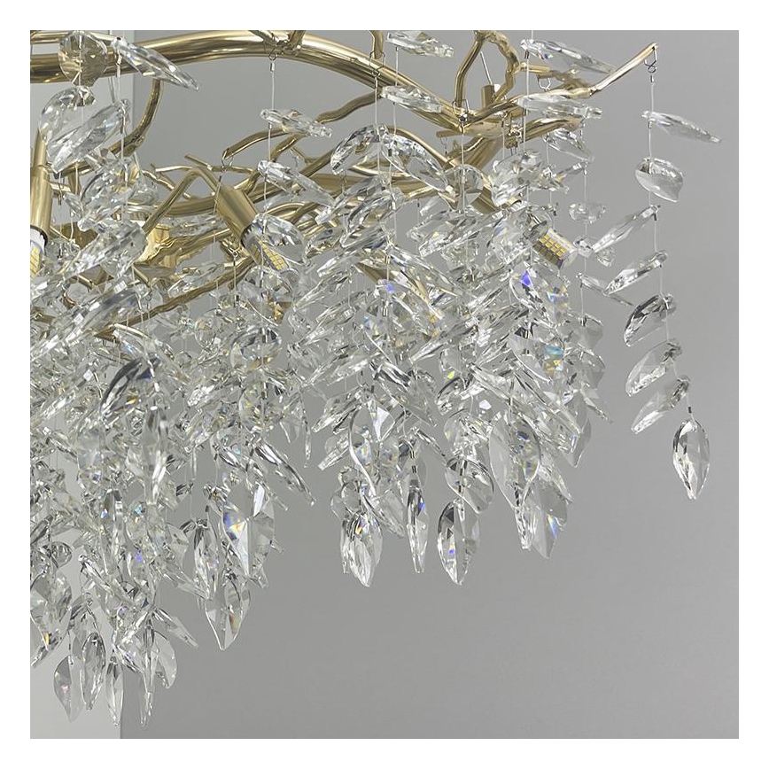 Lysekrone i krystal 12xG9/40W/230V guldfarvet