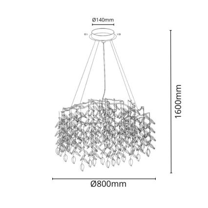 Lysekrone i krystal 12xG9/40W/230V guldfarvet