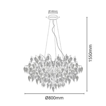 Lysekrone i krystal 12xG9/40W/230V sort