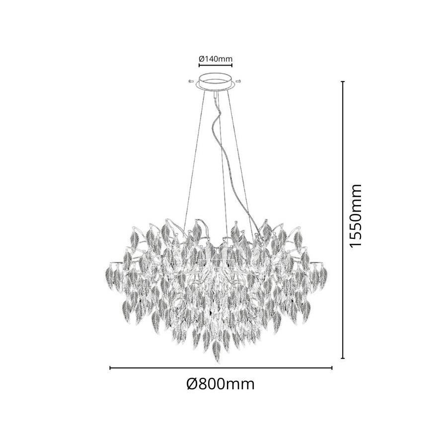 Lysekrone i krystal 12xG9/40W/230V sort