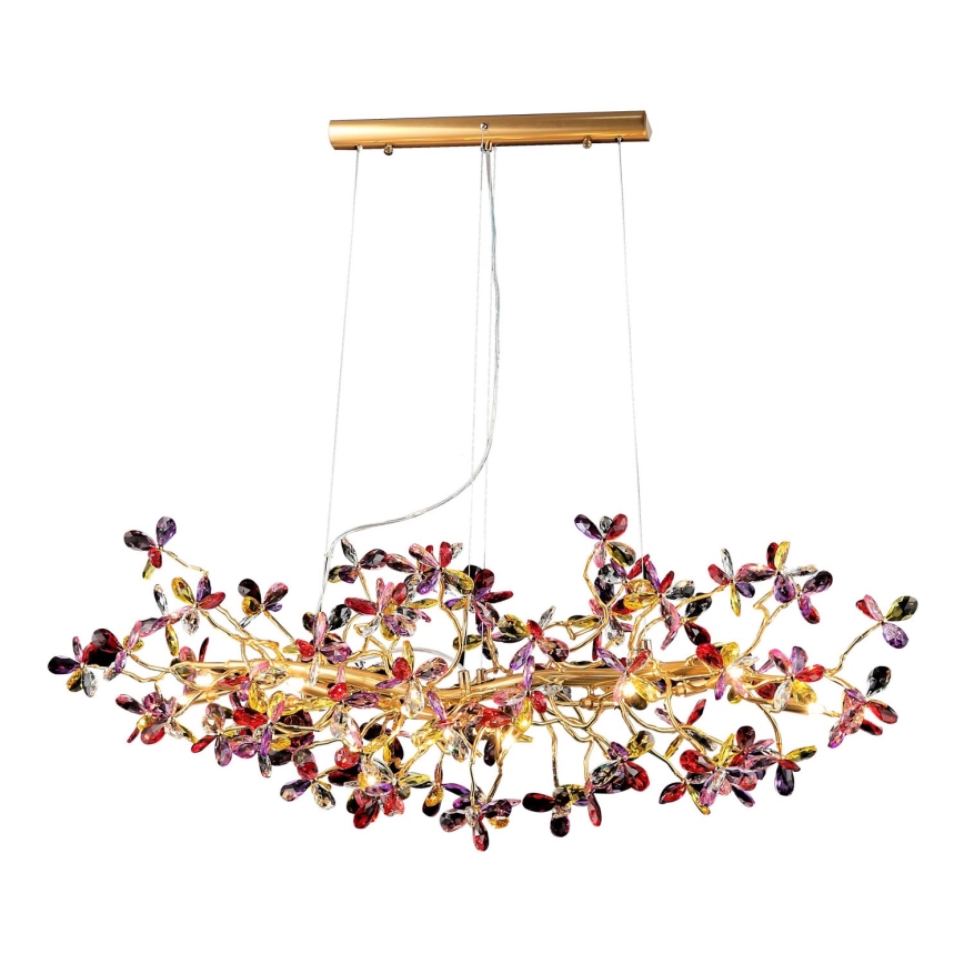 Lysekrone i krystal 13xG9/40W/230V farverig
