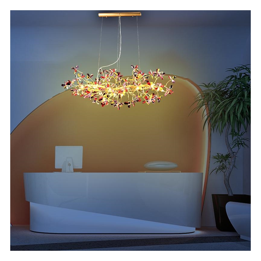 Lysekrone i krystal 13xG9/40W/230V farverig
