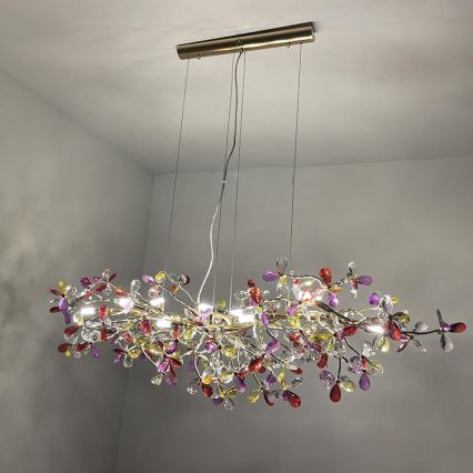Lysekrone i krystal 13xG9/40W/230V farverig
