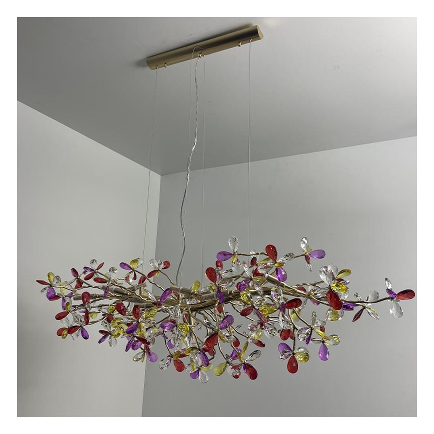 Lysekrone i krystal 13xG9/40W/230V farverig