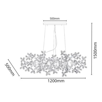 Lysekrone i krystal 13xG9/40W/230V farverig