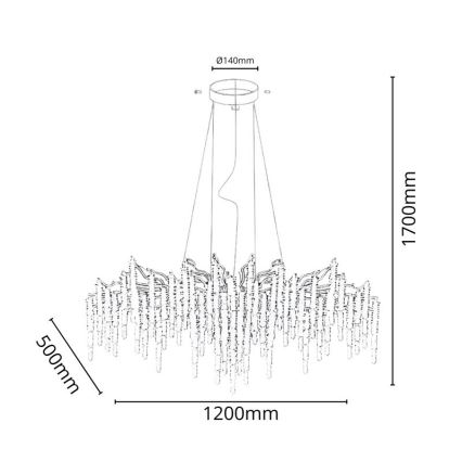 Lysekrone i krystal 13xG9/40W/230V guldfarvet