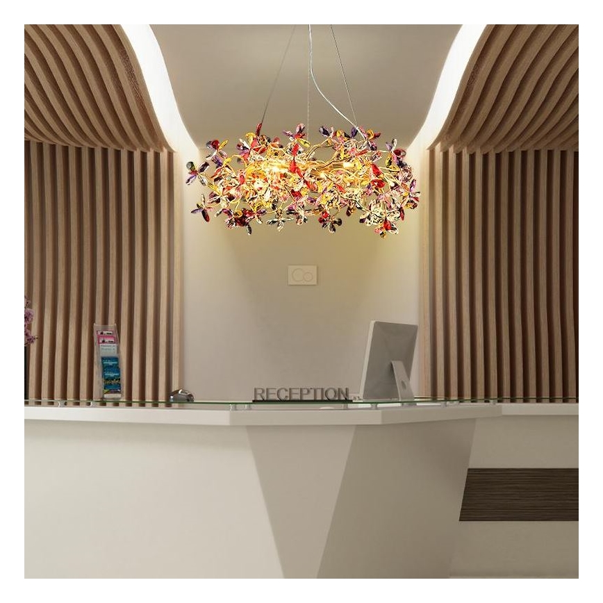 Lysekrone i krystal 16xG9/40W/230V farverig