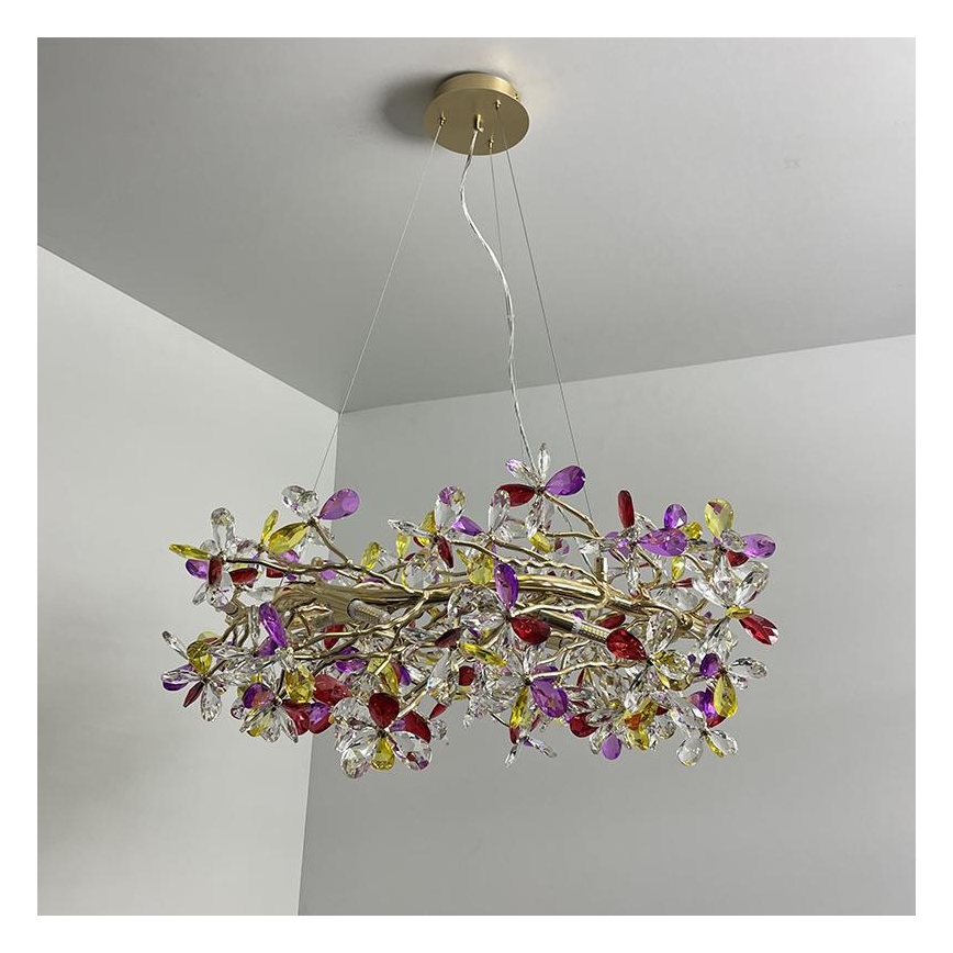 Lysekrone i krystal 16xG9/40W/230V farverig