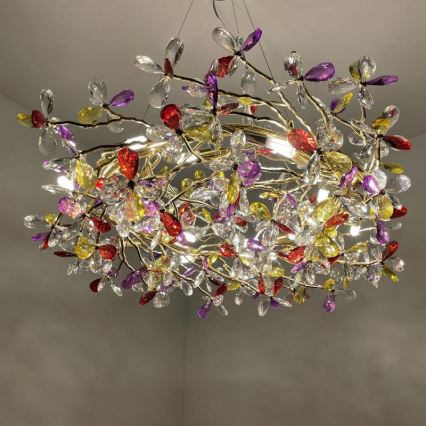 Lysekrone i krystal 16xG9/40W/230V farverig