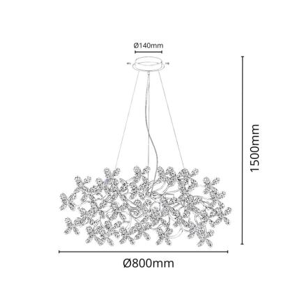 Lysekrone i krystal 16xG9/40W/230V farverig