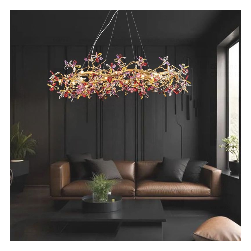 Lysekrone i krystal 16xG9/40W/230V farverig